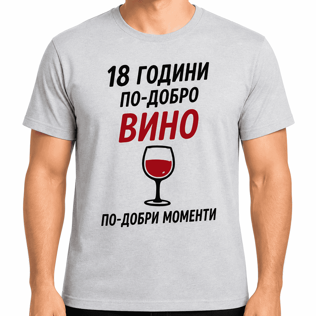 Тениска за 18 години – 18 години по-добро вино по-добри моменти