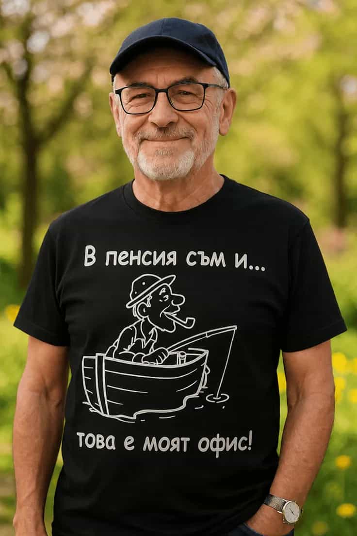Смешна тениска пенсионер рибар – В пенсия съм и...