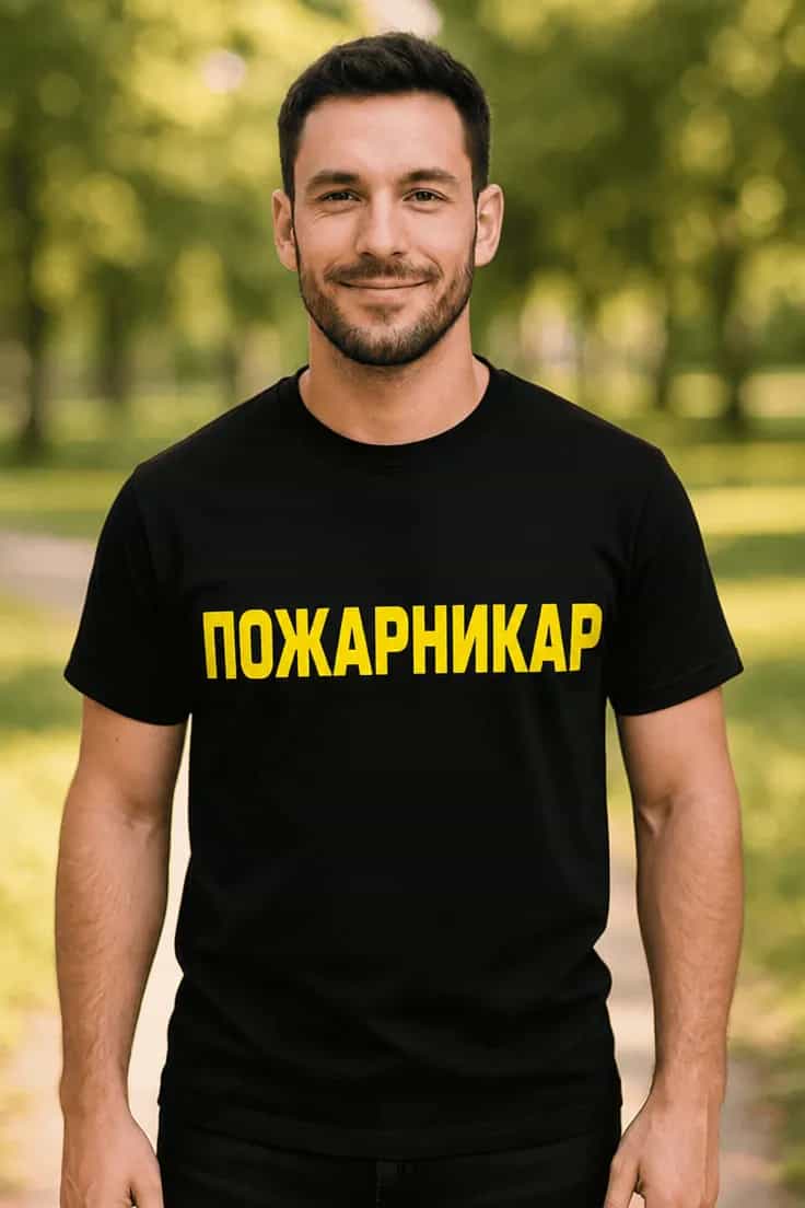 Смешна тениска пожарникар с надпис