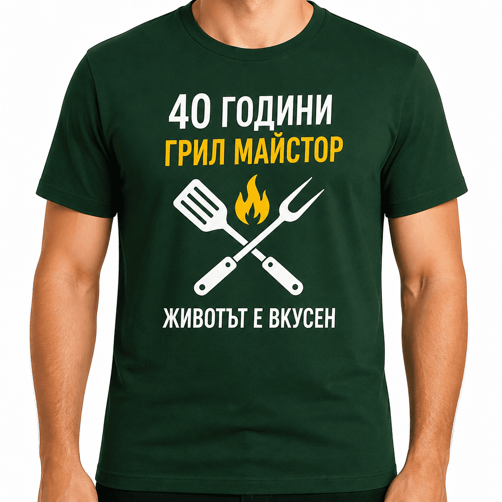 Тениска за 40 години – 40 години грил майстор животът е вкусен