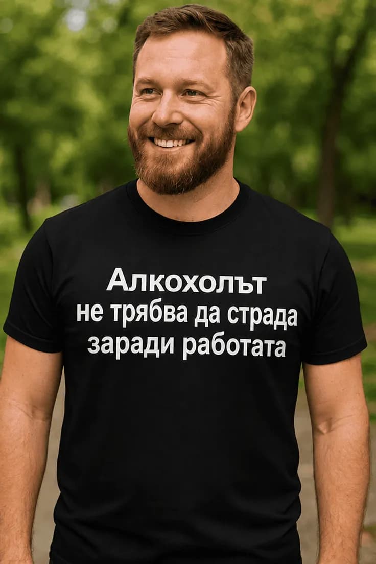 Смешна тениска алкохолът преди работата