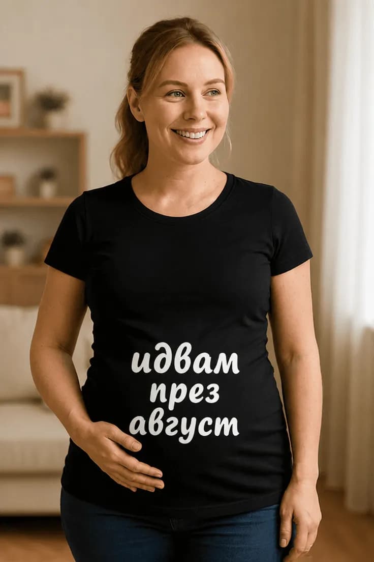 Тениска за бременни идвам през август