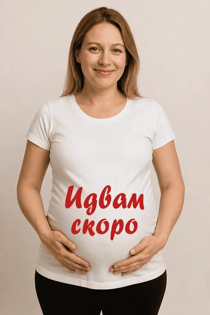 Тениска за бременни идвам скоро – Идвам скоро