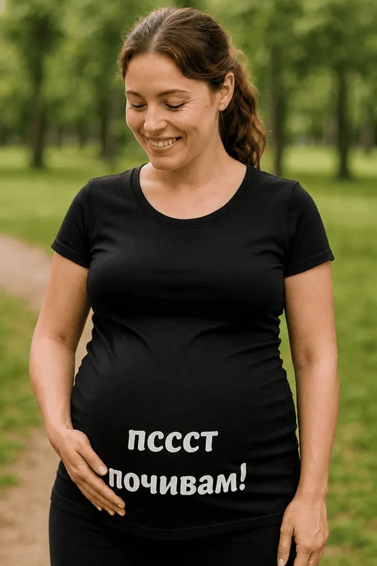 Тениска за бременни пссст почивам! | пссст