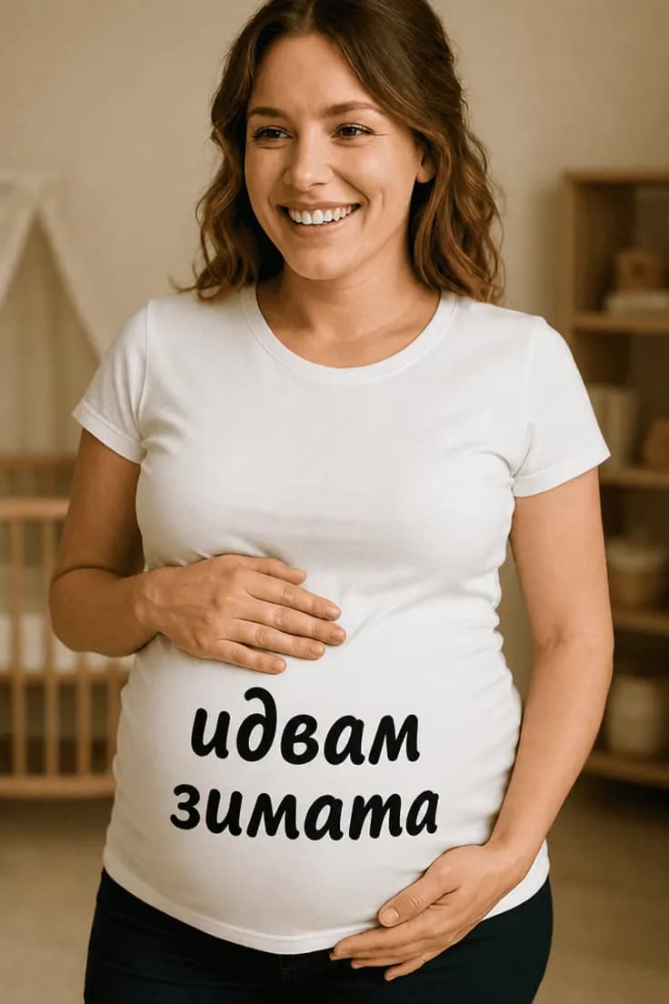 Тениска за бременни идвам зимата