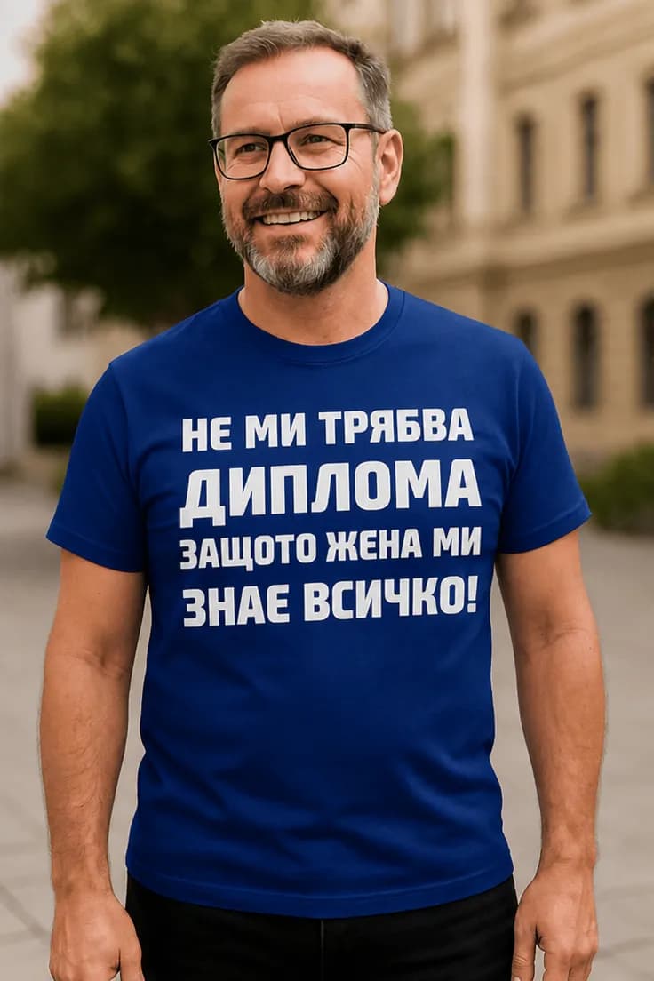 Смешна тениска жена ми знае всичко – НЕ МИ ТРЯБВА