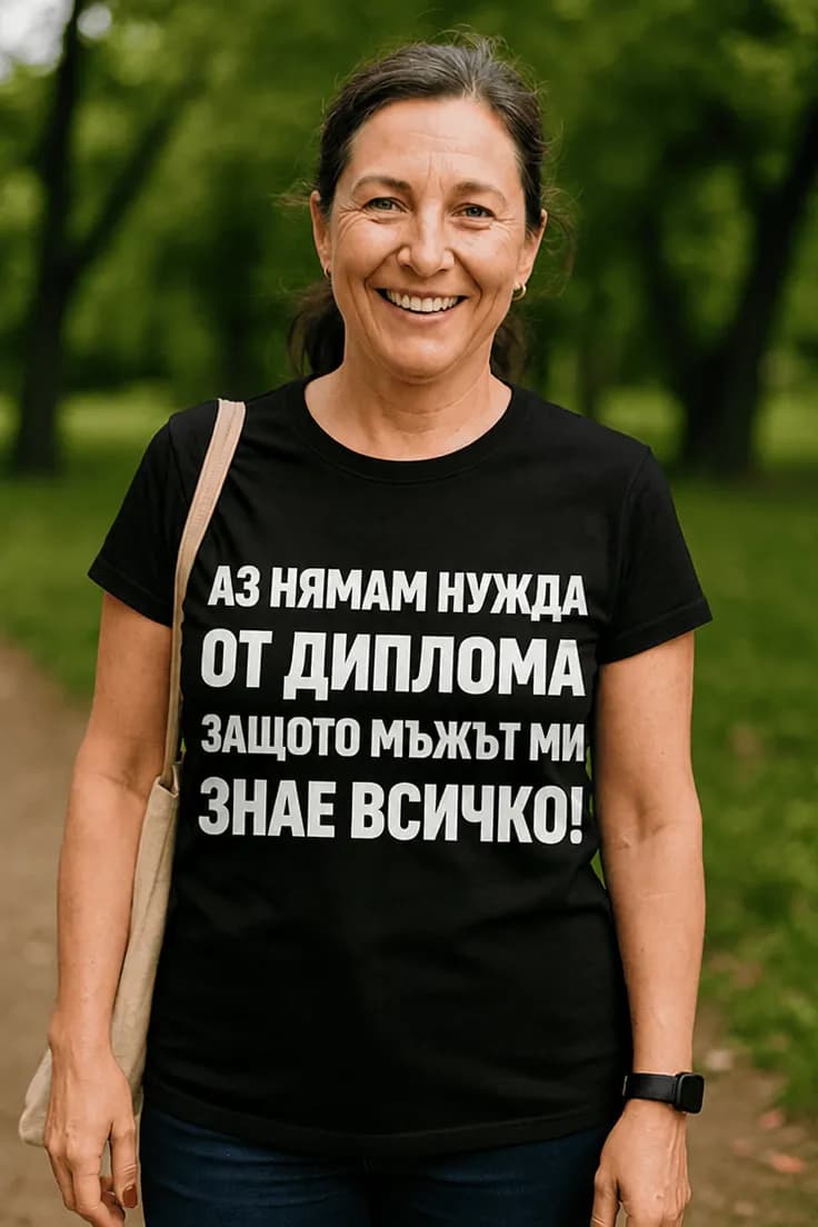 Смешна тениска мъжът ми знае всичко – АЗ НЯМАМ