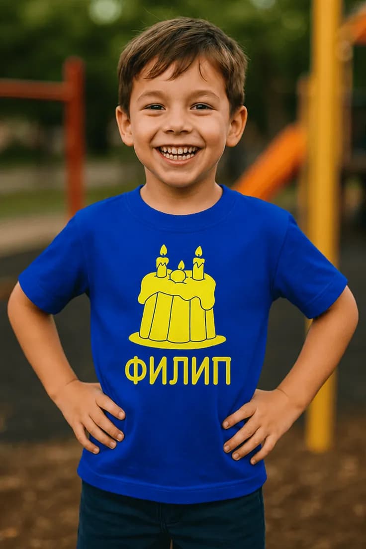 Детска тениска торта с име ФИЛИП
