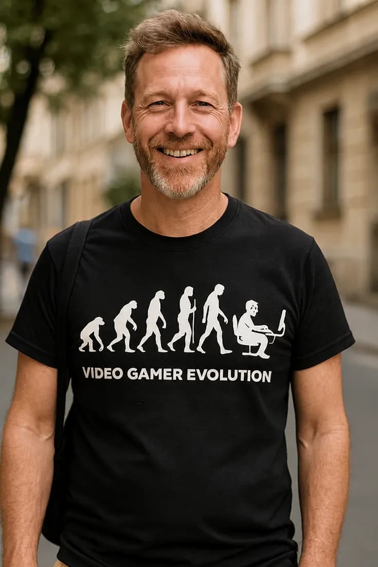 Смешна тениска еволюция на геймър 11 VIDEO GAMER EVOLUTION