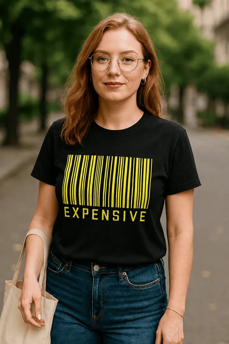 Смешна тениска скъп баркод EXPENSIVE