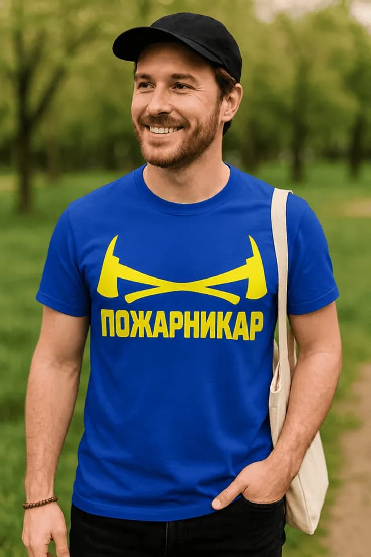 Смешна тениска пожарникар с брадви | ПОЖАРНИКАР