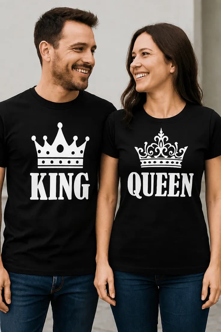 Смешна тениска крал и кралица комплект KING QUEEN