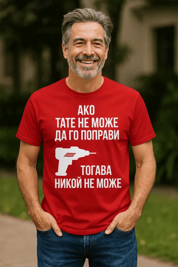 Тениска татко поправя с текст по избор