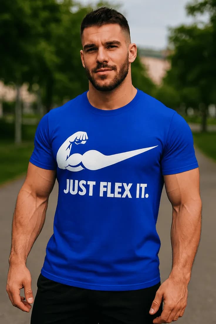 Смешна тениска стегни мускули - JUST FLEX IT.