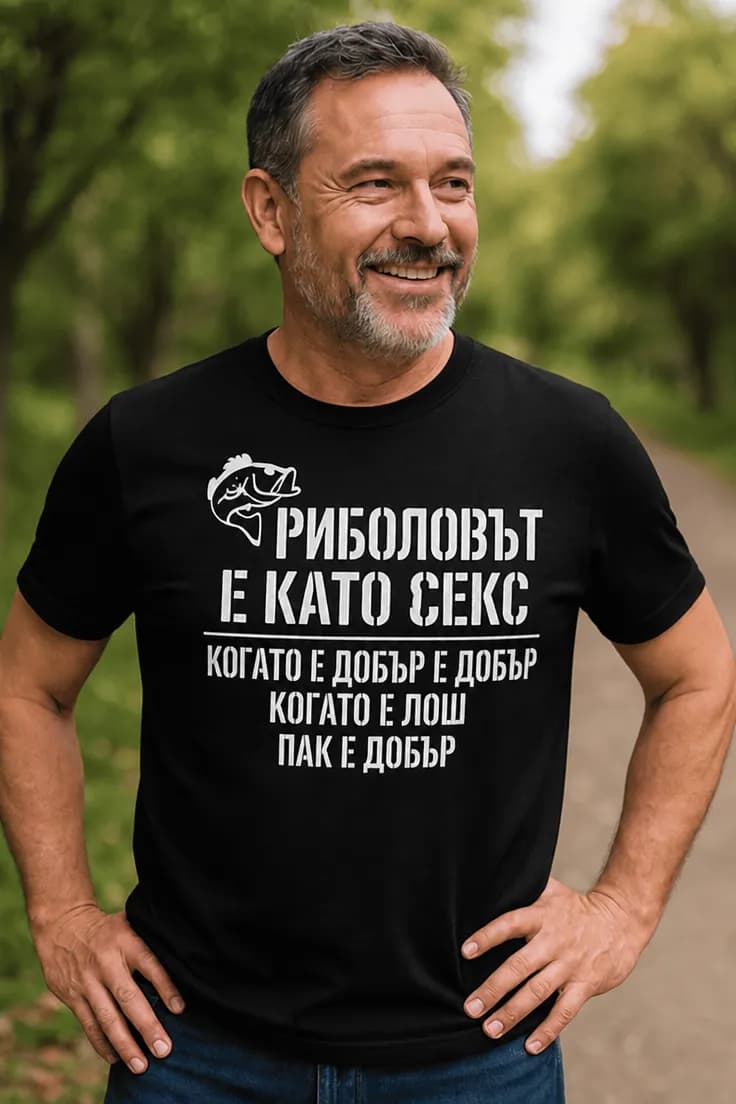 Смешна тениска риболовът е като секс