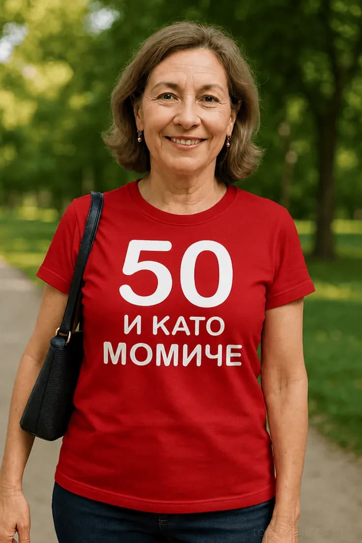 Смешна тениска 50 и като момиче | 50 И КАТО МОМИЧЕ.