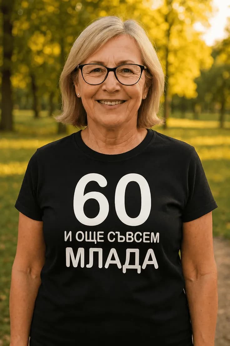 Смешна тениска 60 и още млада | 60 И ОЩЕ