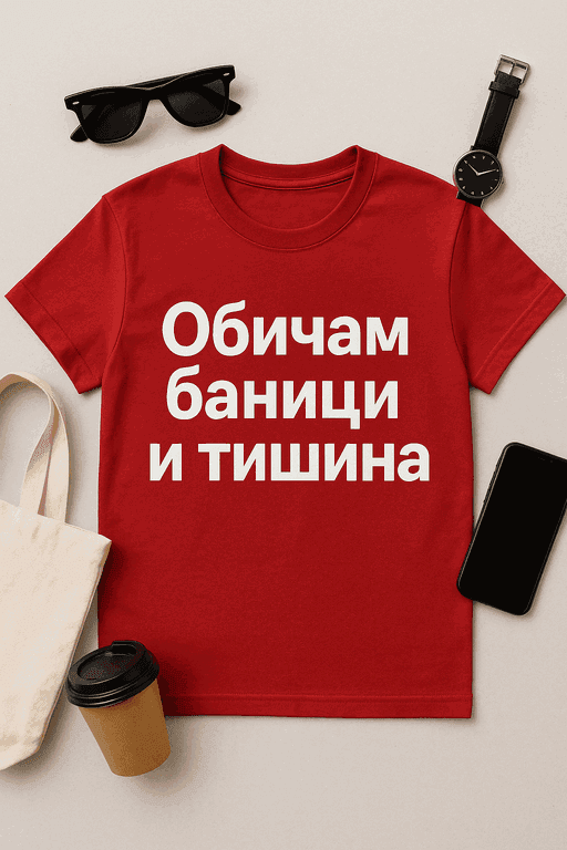 Тениска 'Обичам баници и тишина'