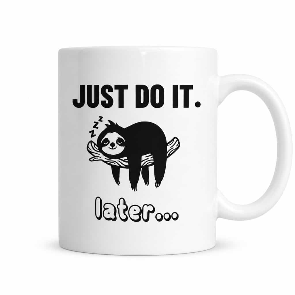 Смешна чаша ленивец после | JUST DO IT. later....
