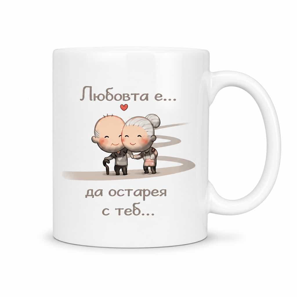 Смешна чаша любовта е. Любовта е... да остарея с теб....