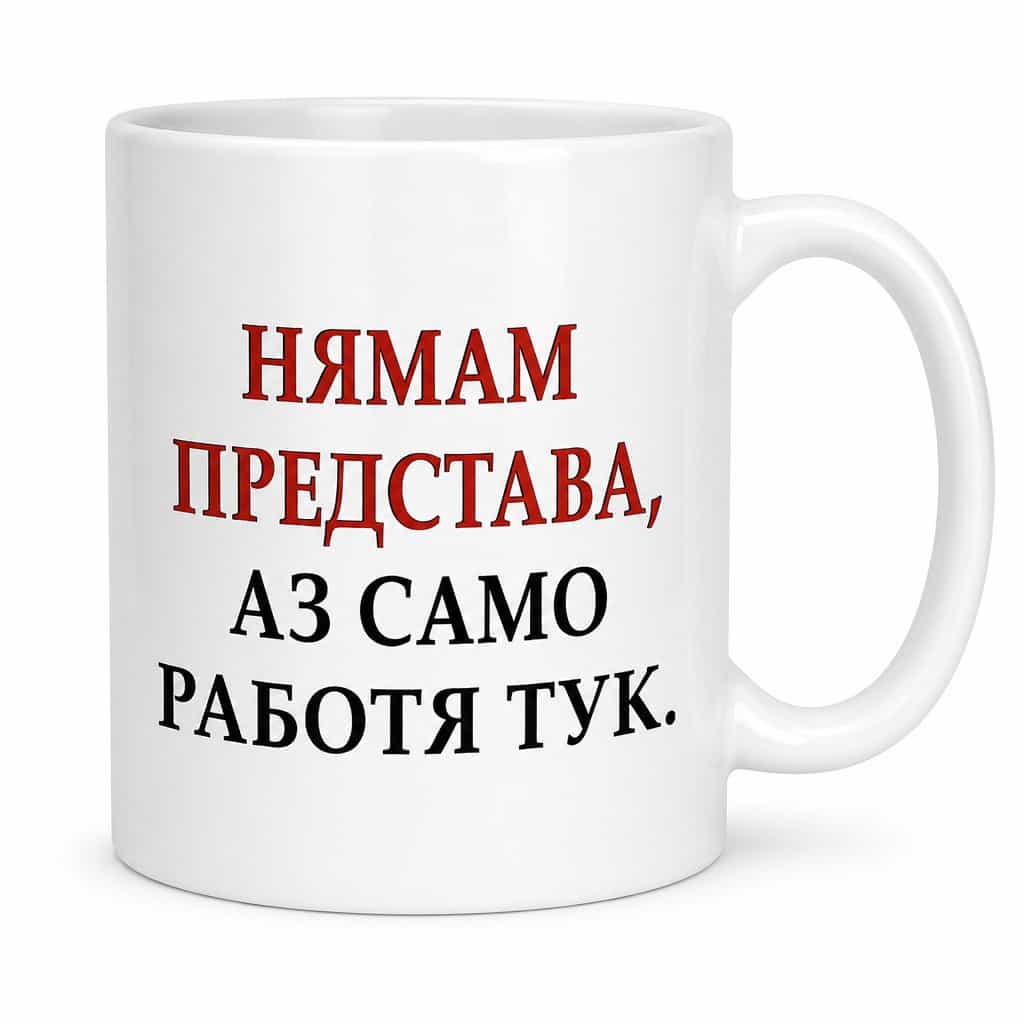Смешна чаша нямам представа работя тук