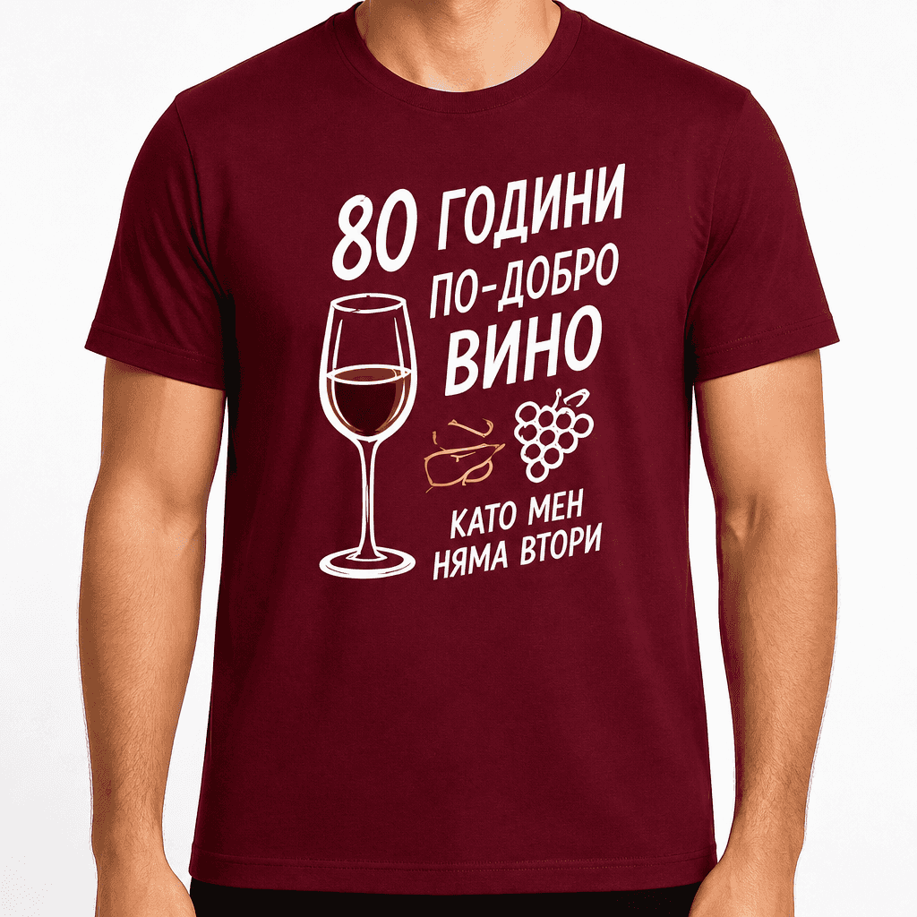 Тениска за 80 години – 80 години по-добро вино като мен няма втори