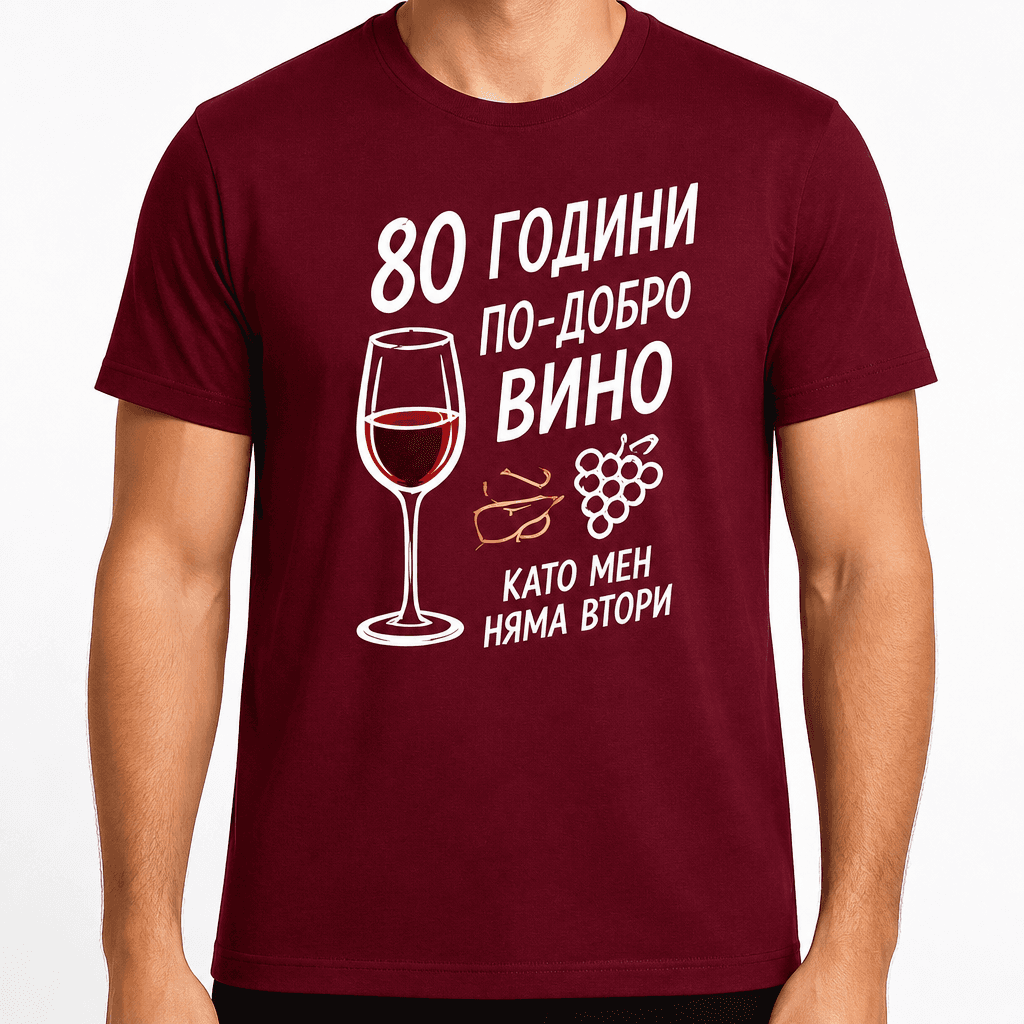Тениска за 80 години – 80 години по-добро вино като мен няма втори