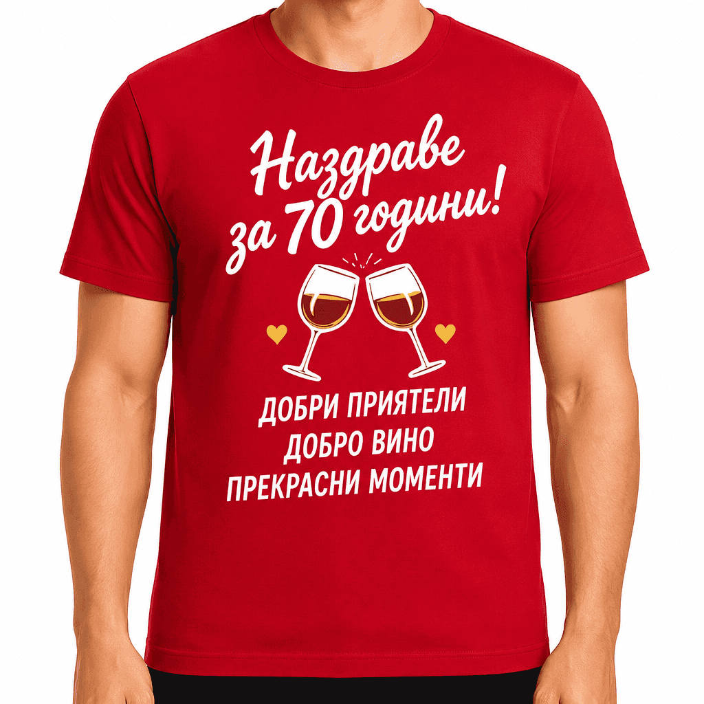 Тениска за 70 години – Наздраве за 70 години!