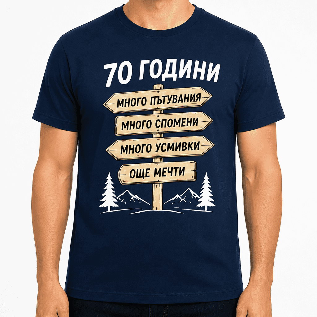 Тениска за 70 години – 70 години много пътувания много спомени много усмивки още мечти