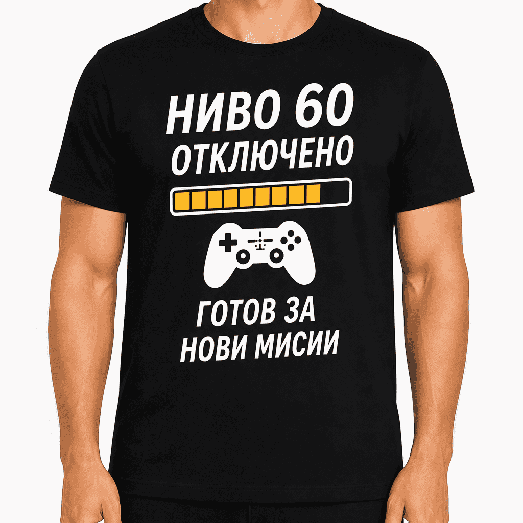 Тениска за 60 години – Ниво 60 отключено готов за нови мисии