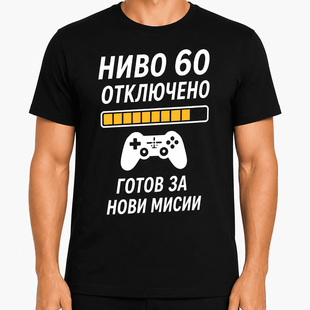 Тениска за 60 години – Ниво 60 отключено готов за нови мисии