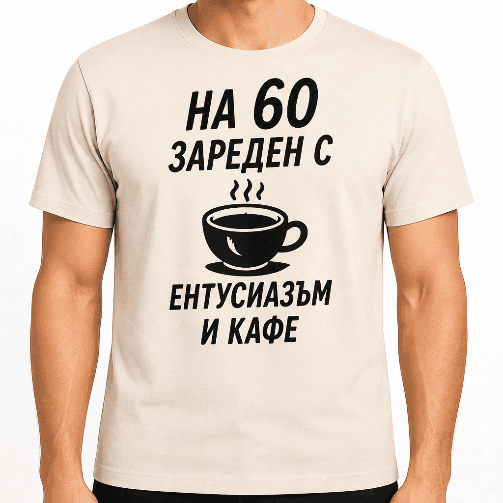 Тениска за 60 години – На 60 зареден с ентусиазъм и кафе