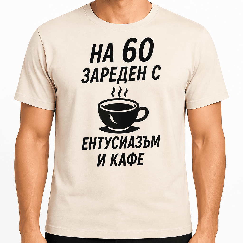 Тениска за 60 години – На 60 зареден с ентусиазъм и кафе