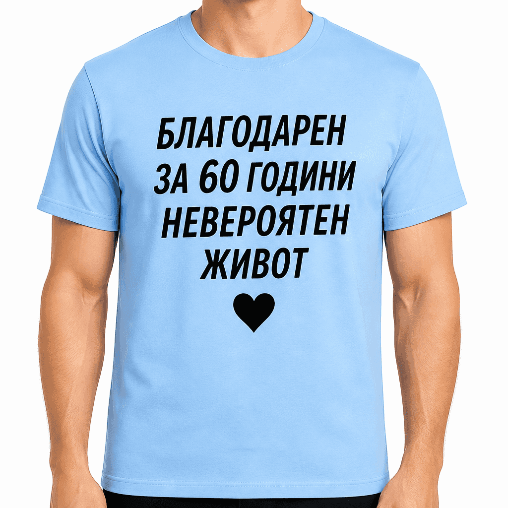 Тениска за 60 години – Благодарен за 60 години невероятен живот