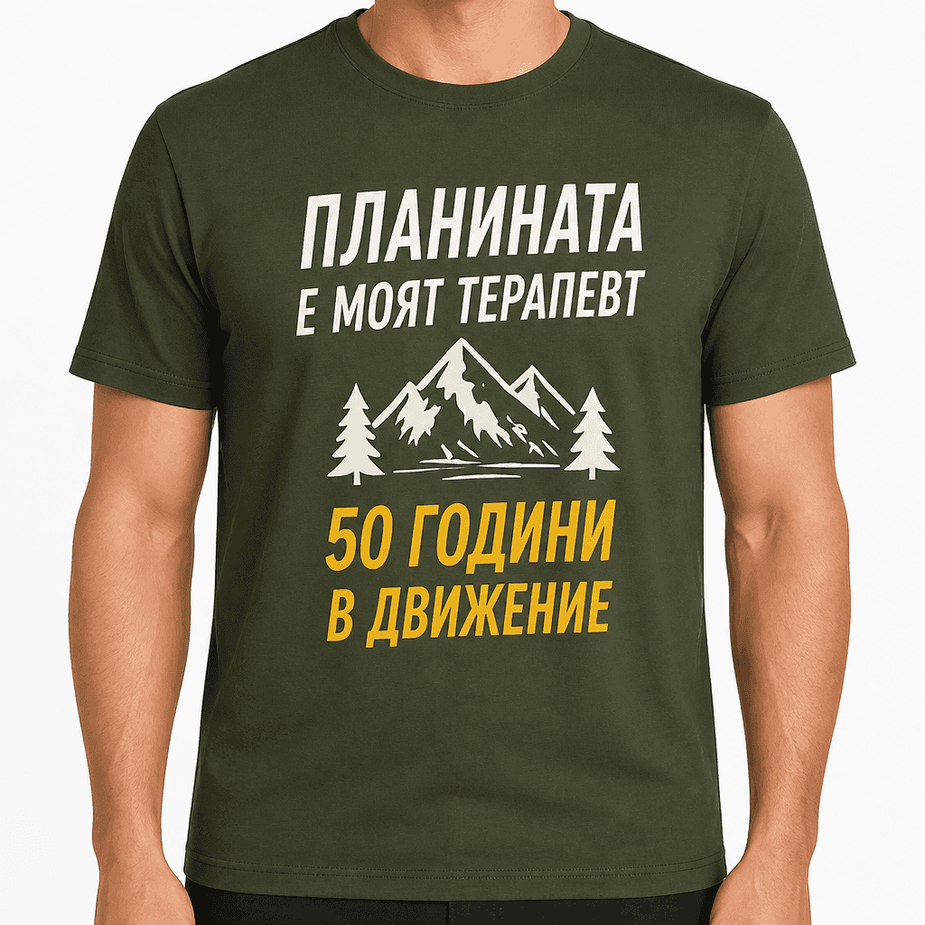 Тениска за 50 години – Планината е моят терапевт 50 години в движение
