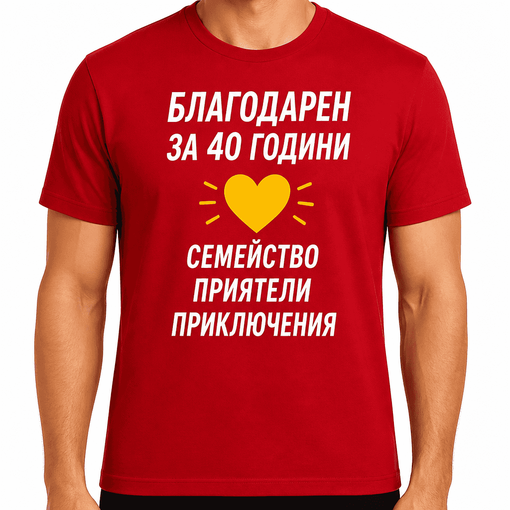 Тениска за 40 години – Благодарен за 40 години семейство приятели приключения