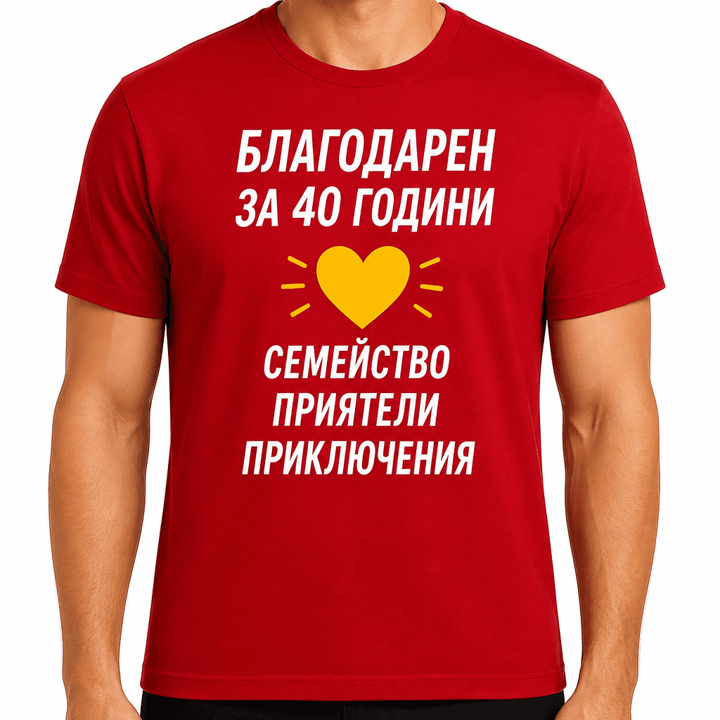 Тениска за 40 години – Благодарен за 40 години семейство приятели приключения