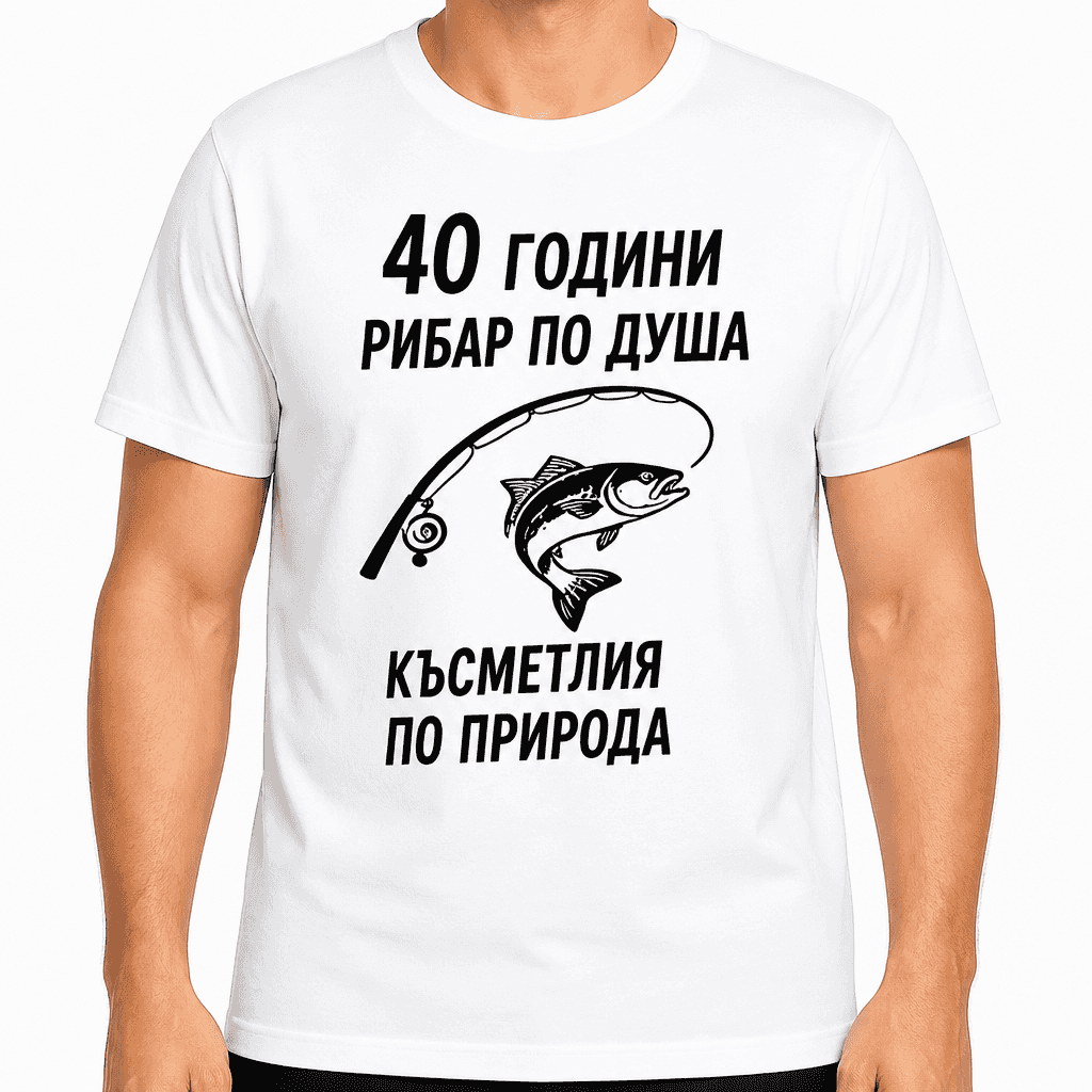 Тениска за 40 години – 40 години рибар по душа късметлия по природа