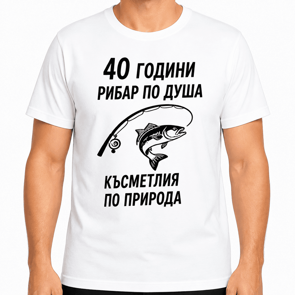 Тениска за 40 години – 40 години рибар по душа късметлия по природа