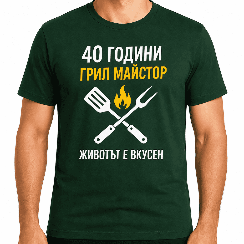 Тениска за 40 години – 40 години грил майстор животът е вкусен