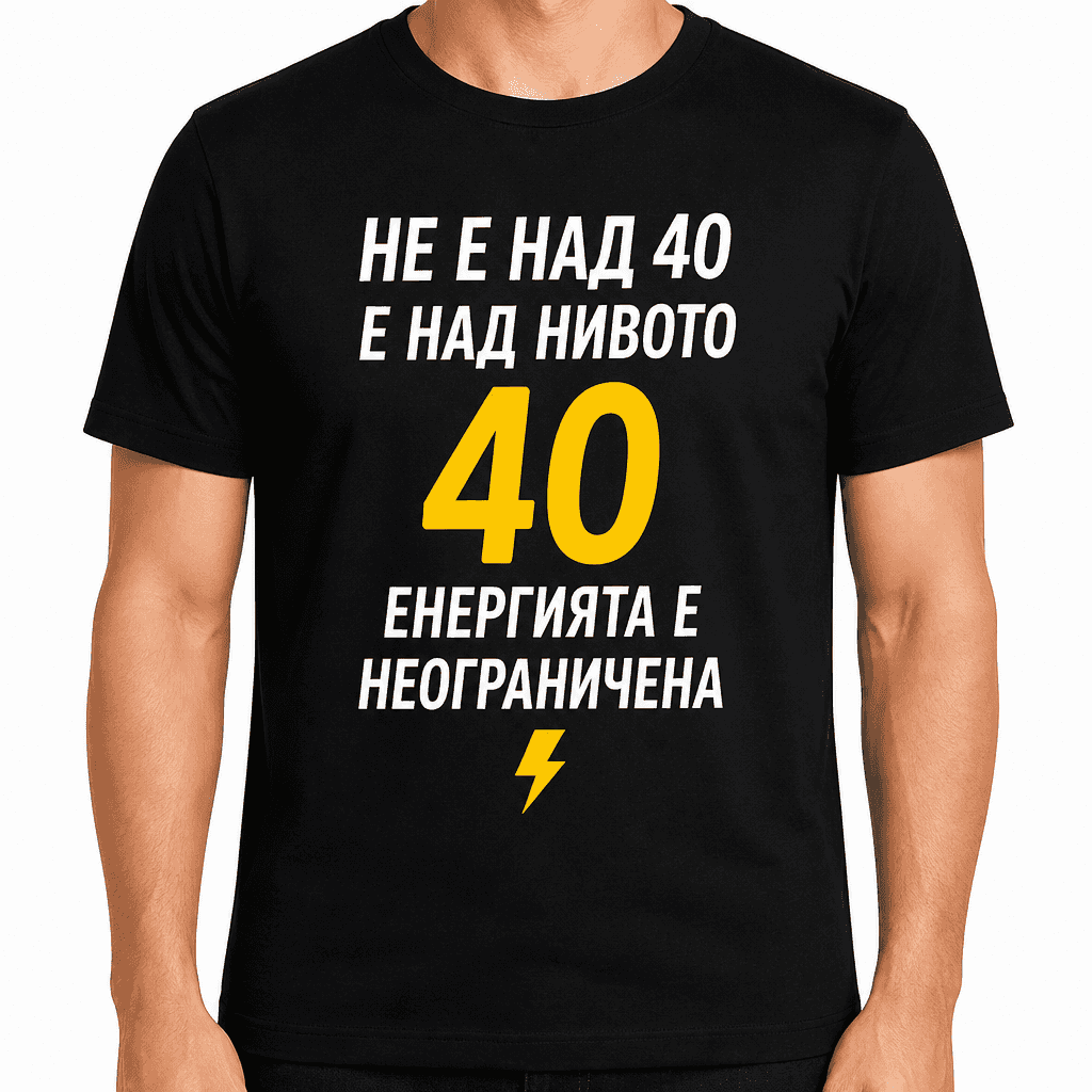 Тениска за 40 години – Не е над 40 е над нивото 40 енергията е неограничена
