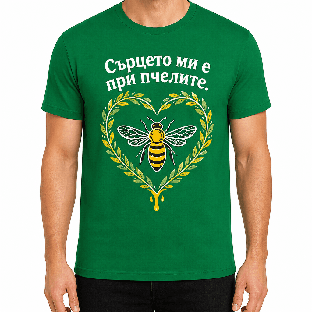 Тениска за пчелар – Сърцето ми е при пчелите.