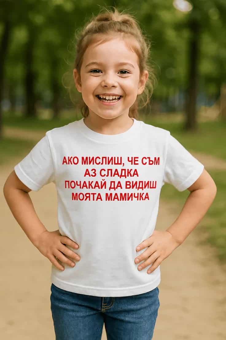 Детска тениска чакай да видиш мама