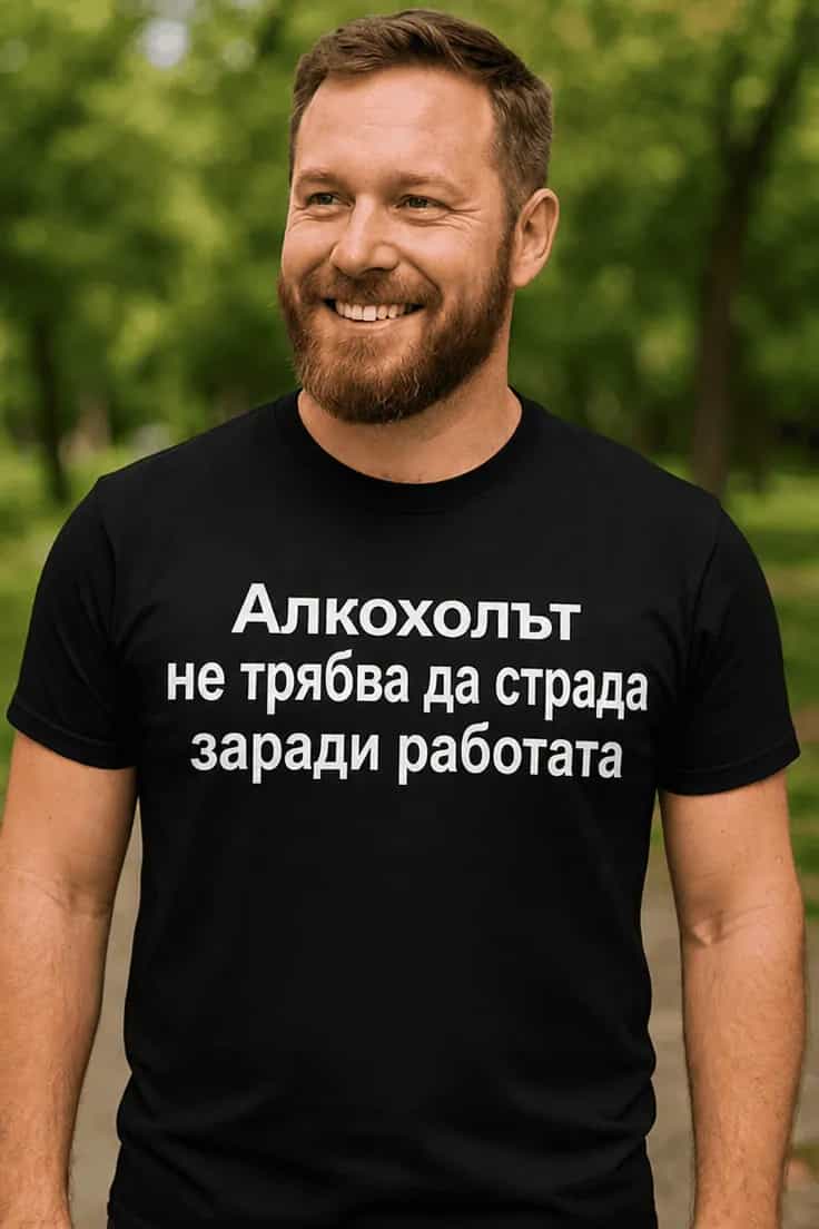 Смешна тениска алкохолът преди работата