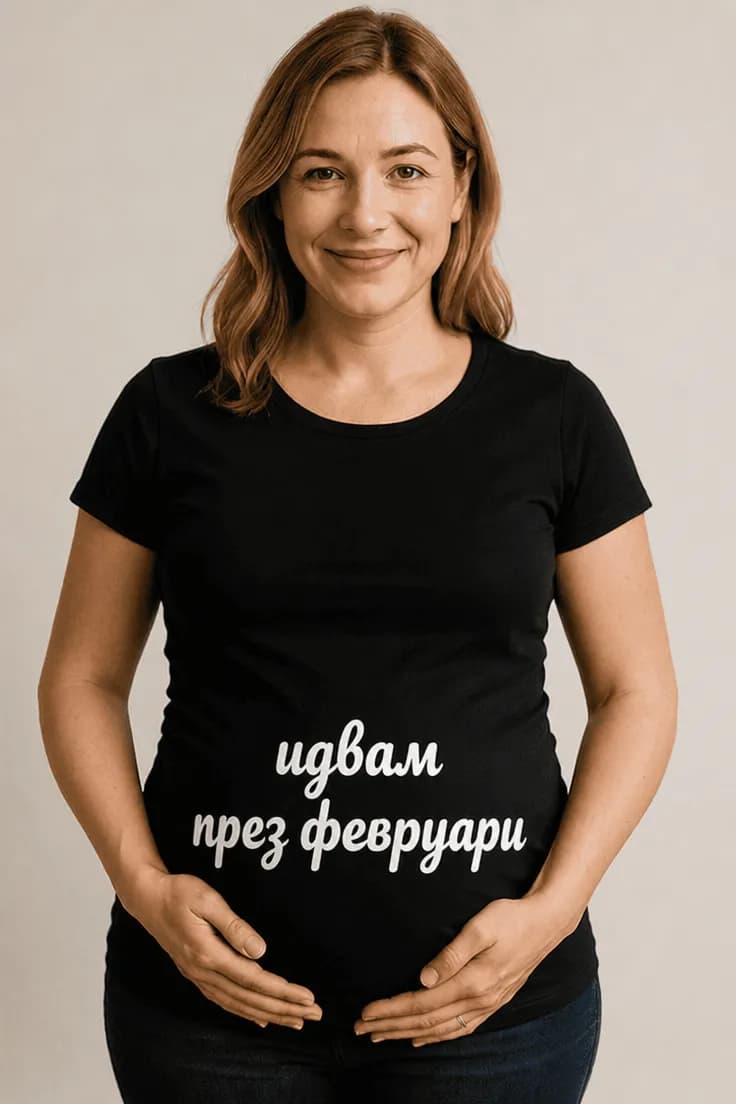 Тениска за бременни идвам през февруари