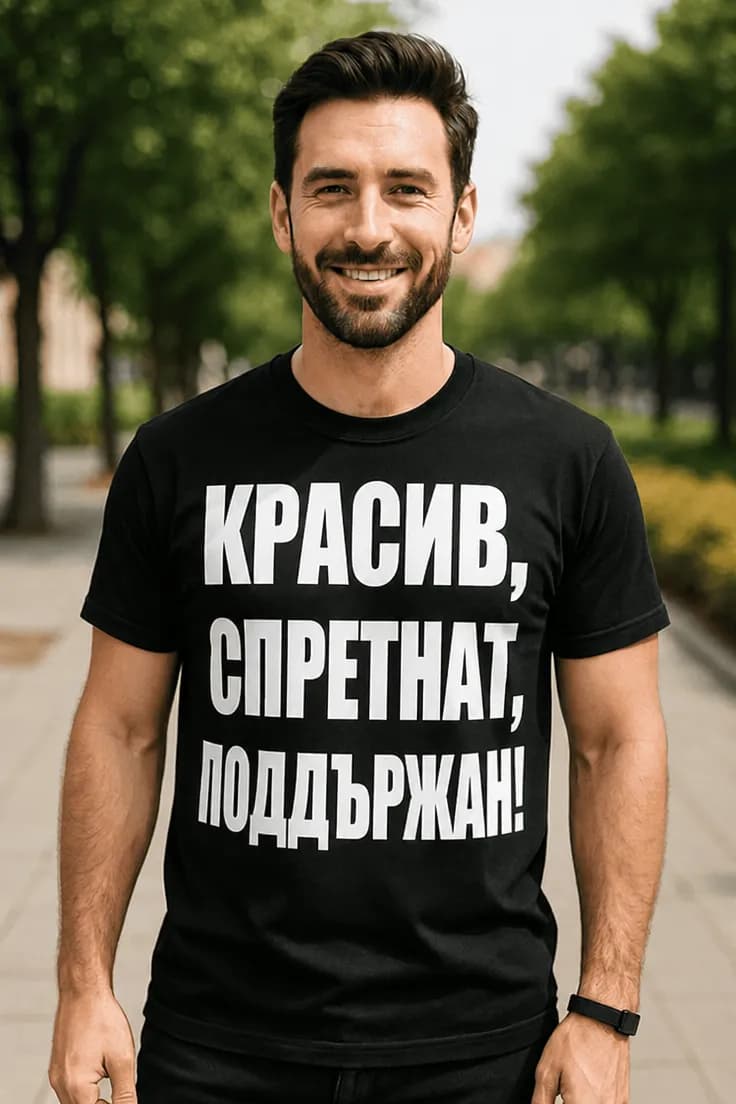 Смешна тениска красив спретнат поддържан