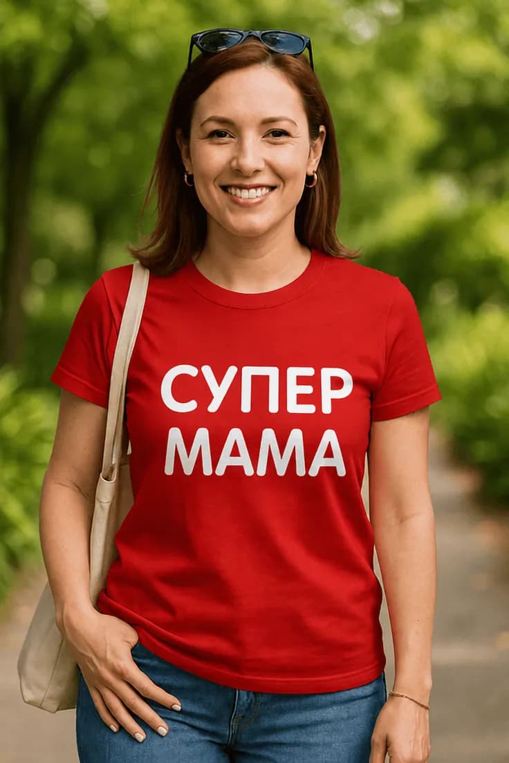Смешна тениска супер мама - СУПЕР МАМА