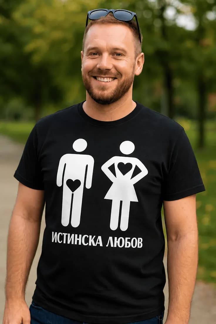 Смешна тениска истинска любов – ИСТИНСКА ЛЮБОВ
