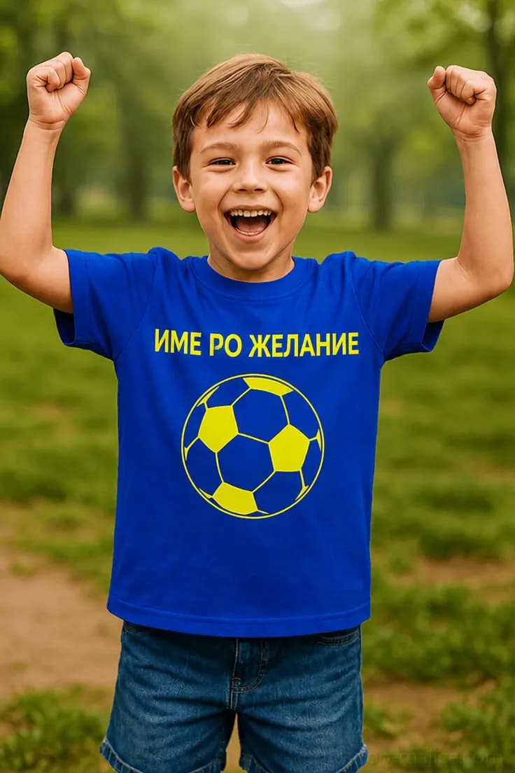 Детска тениска с топка и име – ИМЕ ПО ЖЕЛАНИЕ