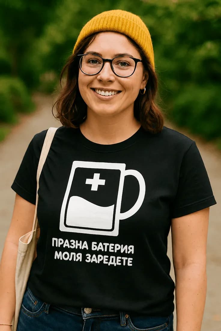 Смешна тениска празна батерия заредете